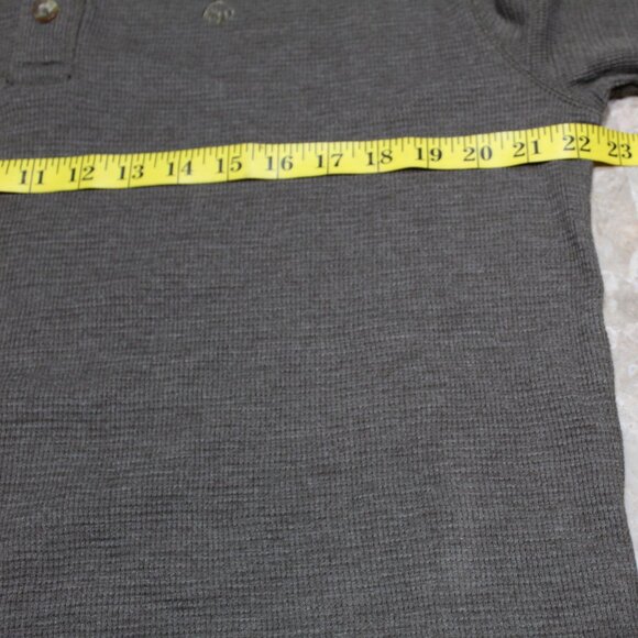 Wolverine Pullover Mens Medium Gray / Brown Waffle Knit Long Sleeve Henley Shirt - Picture 15 of 16